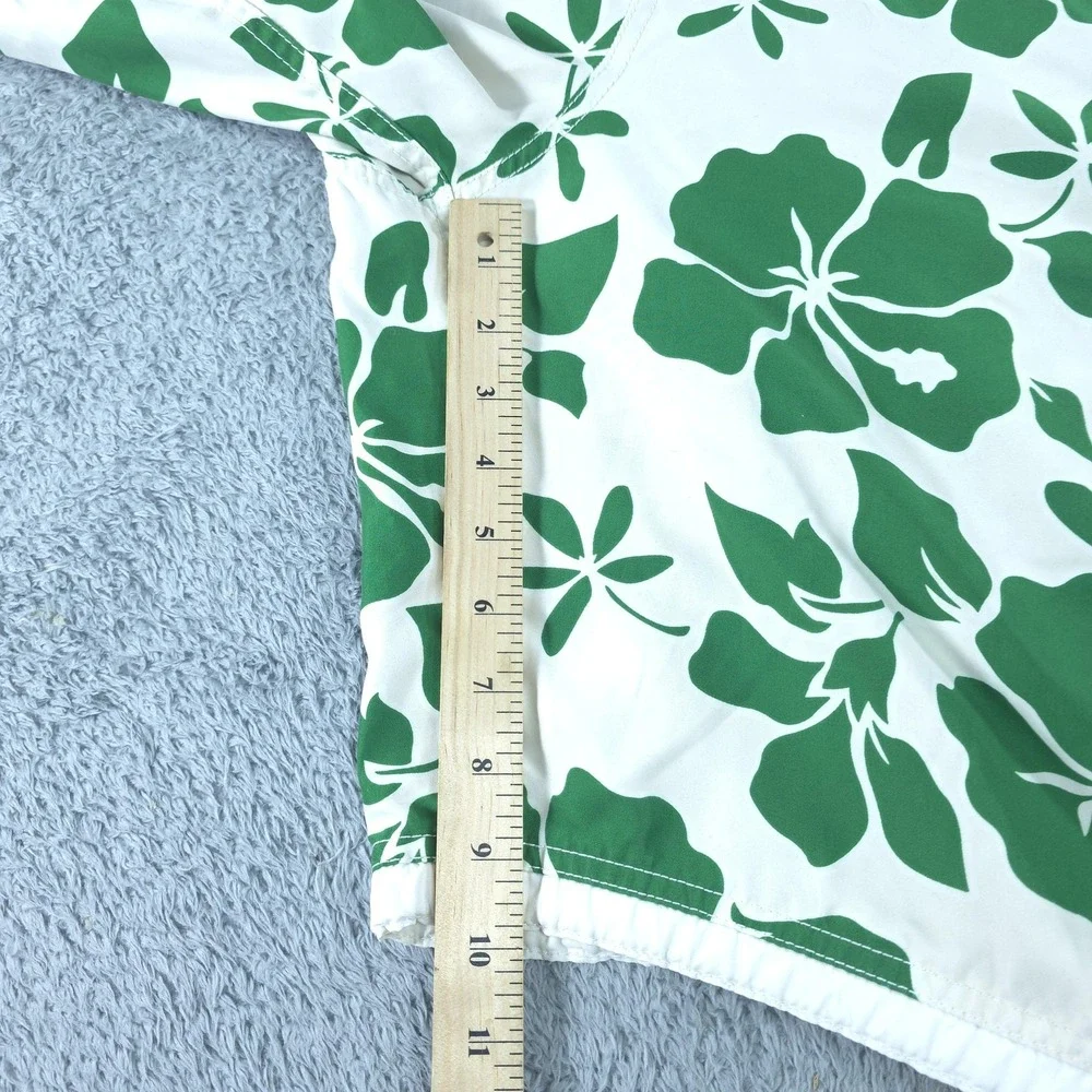 Abercrombie & Fitch Swim Trunks Mens Medium Green Floral Tugger Cargo Hawaiian